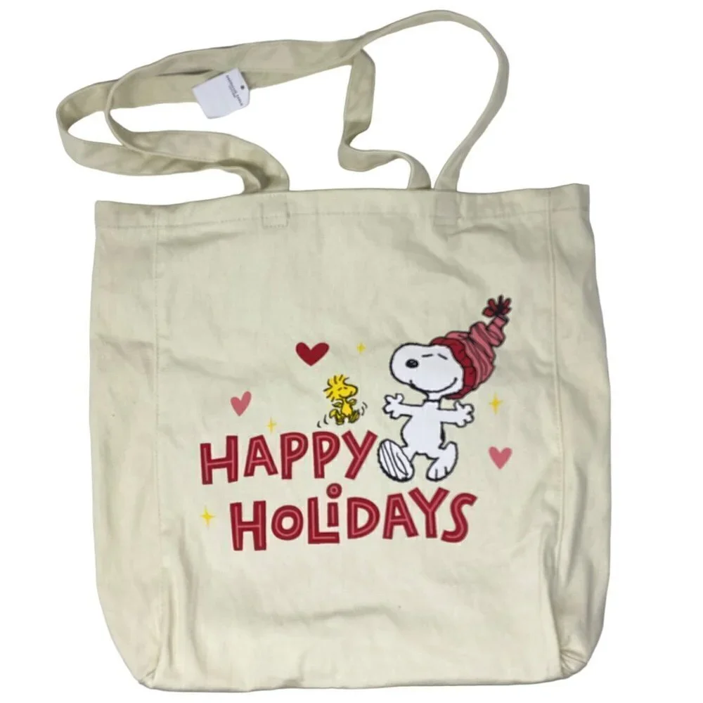 American Eagle Snoopy Happy Holidays Canvas Tote Bag
